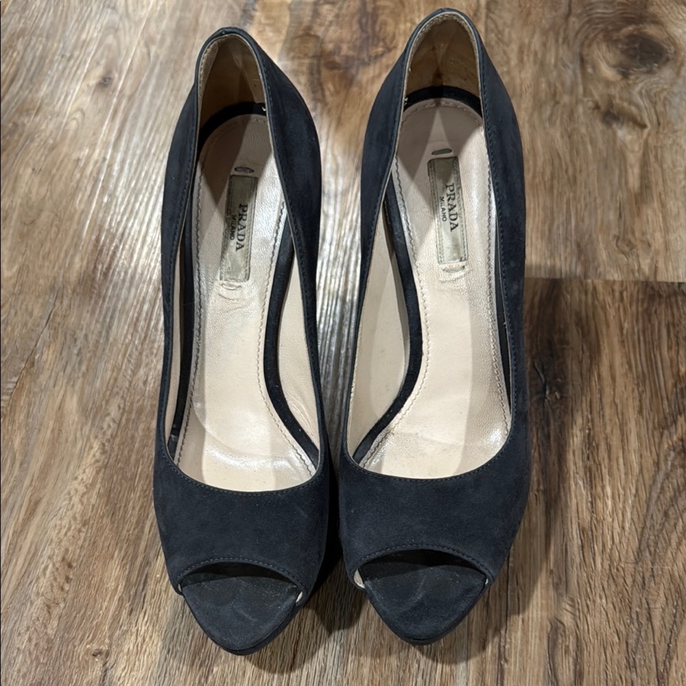 Prada Elegant Black Peep-Toe Heels